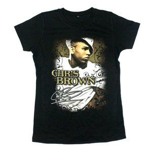 Chris Brown Women's Juniors Portrait Tee - Continental - Black - L